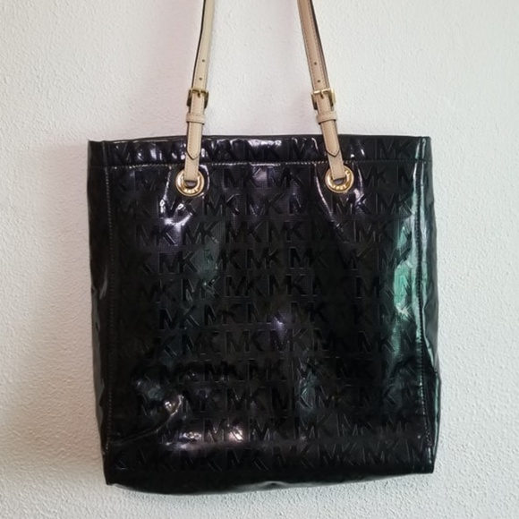 Michael Kors Handbags - Michael Kors Monogram Black Patent Leather Tote